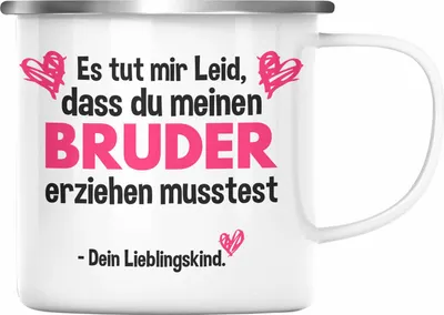 Produktbild von Trendation - Lieblingskind Muttertag Vatertag Emaille Tasse Geschenk Kinder Sohn Tochter Mama Emaille Tasse Spruch (Silber)