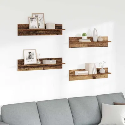 Obrázek produktu pro Maison Exclusive - Nástěnné police 4 ks staré dřevo 80 x 11,5 x 18 cm dřevěný materiál