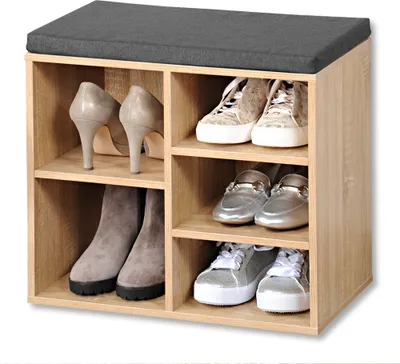 Produktbild von KESPER® Schuhschrank Eiche Sonoma, Eichendekor mit Sitzkissen, kompakt, 3 Fächer + 1 großes Fach, -, mit variablem Boden, 15925