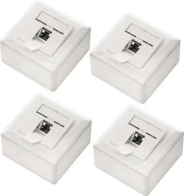 Produktbild von deleyCON 4x CAT6a Universal Netzwerkdose - 1x RJ45 Port - Geschirmt - Aufputz oder Unterputz - 10 Gigabit Ethernet Netzwerk - EIA/TIA 568A&B - Weiß