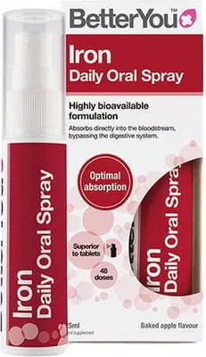 Produktbild von BetterYou Iron Daily Oral Spray, Eisen, Spray, Water, sucrose, Sodium Ferric EDTA, ferric ammonium citrate, preservative: potassium sorbate,...