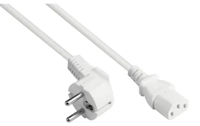 Obrázok produktu pre Sieťový kábel s ochranným kontaktom, typ E+F na C13, biely, 1,8 m, prierez 0,75 mm²