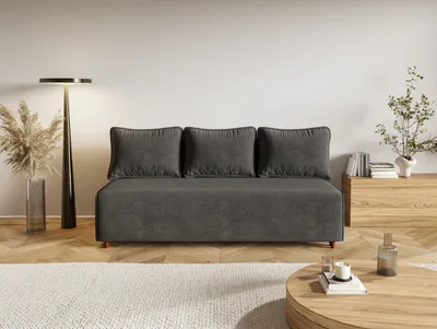 Produktbild von Schlafsofa CAMILO, Sofa mit Schlaffunktion und Bettkasten, Farbe: Grau, Velourstoff