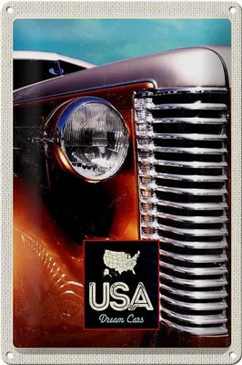 Produktbild von Blechschild Reise 20x30cm USA Amerika Auto braun Oldtimer
