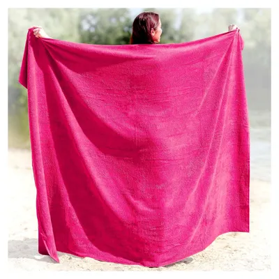 Produktbild von Strandtuch XXL Pink, 100% Baumwolle, 155x220cm - XXL Strandhandtuch - Badetuch in Übergröße -Duschhandtuch, Badehandtuch & Saunatuch