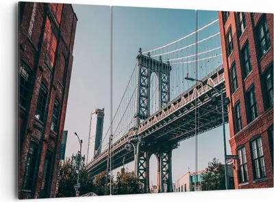 Produktbild von Bild auf Leinwand - Leinwandbild - 3 Teile - Manhattan Brücke Brücke - 165x110cm - Wand Bild - Wanddeko - Wandbilder - Leinwanddruck - Bilder - Wanddekoration - Leinwand bilder - CE165x110-4675
