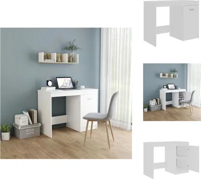 Image de vidaXL Bureau blanc 100×50×76 cm Bois composite - Bureaux