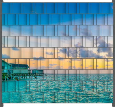 Produktbild von Wallario Zaunsichtschutz mit Motiv Wasserhäuser auf den Malediven für Ein- und Doppelstabmatten Zäune in der Größe 200 x 180 cm