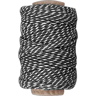 Image de Creativ Company CC Cordon de coton rayé 50 m Noir Blanc