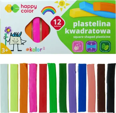 Immagine prodotto di Plastilina quadrata per la scuola 12 colori Happy Color