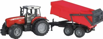 Produktbild von bruder 02045 - Massey Ferguson 7480 mit Wannenkippanhänger - 1:16 Traktor Trecker Schlepper Kippanhänger Transportanhänger Muldenkipper Landwirtschaft Bauernhof Spielzeug