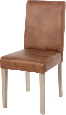 Produktbild von Esszimmerstuhl Littau, Küchenstuhl Stuhl, Stoff/Textil MVG-  WildKunstleder, braune Beine