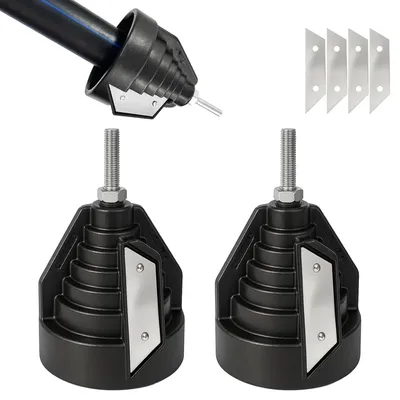 Productafbeelding van 2 stuks buisontbramer set: kunststof buis afschuining gereedschap voor 20-63 mm PVC PP PE/PPR buizen, ontbraamgereedschap met reservemesjes