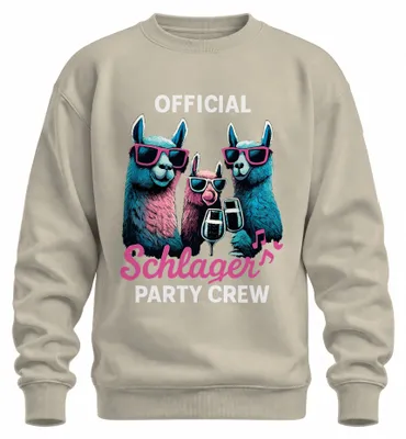 Produktbild von Schlager Party Crew Offiziell Alpaka Lama Prosecco Musik Sweatshirt Pullover, Natur, L