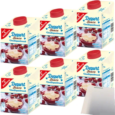 Produktbild von Gut & Günstig sahnige Dessertsauce mit Vanillegeschmack 6er Pack (6x500ml Packung) + usy Block