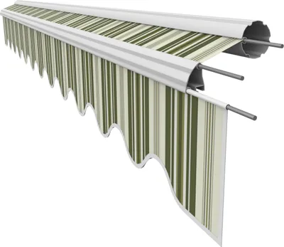 Produktbild von VANA Markisenstoff mit Volant für 4 x 3 m Markisen Markisenersatzstoff fertig genäht Maß Bespannung 3,83 x 3 m Volant 3,83 x 0,21 m Design SPD034