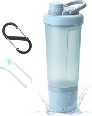 Produktbild von Fitness-Shaker aus Edelstahl - 600 ml - BPA-frei - Eiweiß-Shaker - Blau - für Fitness-Training
