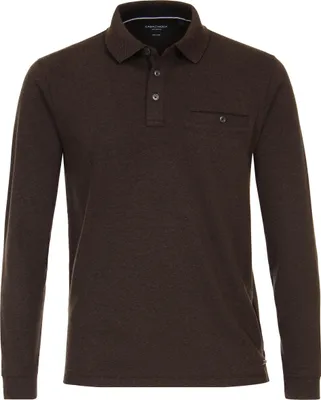 Produktbild von CASAMODA Herren Poloshirt Langarm Polokragen Casual Piqué Braun M