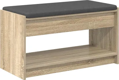 Obrázek produktu pro vidaXL Lavice do předsíně s polštářem a policí Sonoma dub 83 x 38 x 45 cm