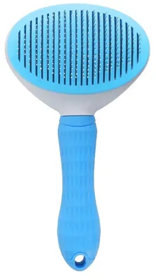 Imagen del producto de Cepillo para el cuidado de mascotas, con función de autolimpieza, adecuado para todas las razas, color azul