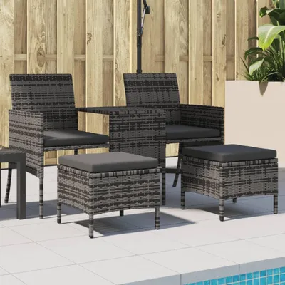 Produktbild von vidaXL 2-Sitzer-Gartensofa mit Teetisch und Hocker Poly Rattan Grau