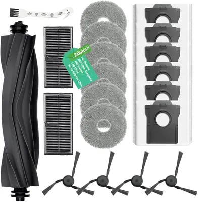 Produktbild von Zubehör für Dreame X40 Ultra Complete/X40 Master/L40 Ultra/Mova P50 Pro Ultra/l10s ultra gen 3 \u2013 1 Hauptbürste,6 Staubbeutel,6 Wischtücher,2 HEPA-Filter,4 Seitenbürsten &1 Reinigungsbürste