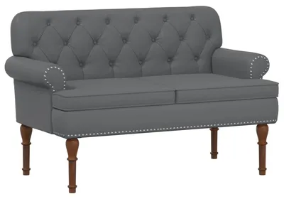 Image de vidaXL Canapé deux places avec capitonnage boutonné, gris, 120 x 65 x 77 cm, similicuir