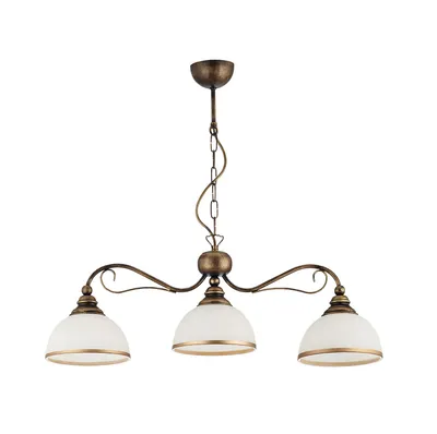 Produktbild von JUPITER XSARA Hängeleuchte Klassisch 3-flammig E27 Pendelleuchte Vintage Retro Landhausstil Handpatiniert Braun Glas Weiß