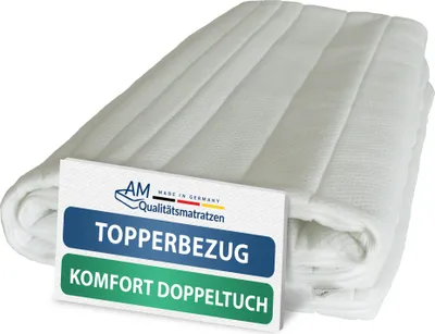 Image de Housse de surmatelas de qualité supérieure en tissu double confort | 160x200 cm | Housse de remplacement pour surmatelas | 160/200 cm | Hauteur du noyau 4-6 cm