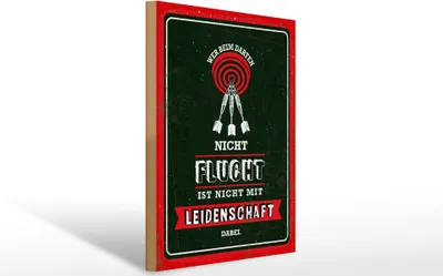 Produktbild von Holzschild  Wer beim Darten nicht flucht, 40x30 cm, Holzschilder Spruch Sport Hobby