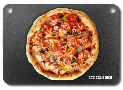 Produktbild von Pizzastahl - 50,8 x 35,56 x 0,95 cm - Vorgewürzte Pizzaplatte aus Kohlenstoffstahl - Hochleistungs-Pizza-Backstein - Rostfreie Pizzapfanne für Grill - 20-fach höhere Leitfähigkeit.