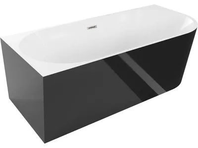 Obrázek produktu pro Mexen Mia volně stojící rohová vana levá 160 x 80 cm, bílá/černá, přepad kartáčovaný nikl - 52691608075L-97