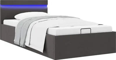 Produktbild von vidaXL Bett mit Bettkasten Hydraulisch LED Dunkelgrau Stoff 100x200 cm
