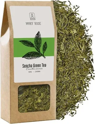Produktbild von Mary Rose - Grüner Tee Sencha 50g - Hochwertig 100% Reine Sencha Blätter - Mild Süßlich Belebend Natürlicher Geschmack - Mehrfach Aufgießbar
