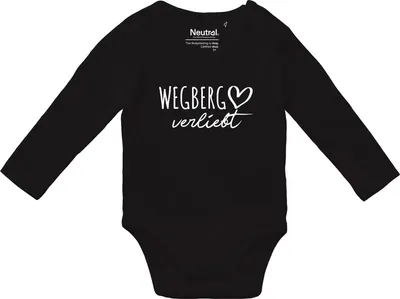 Produktbild von Huuraa Baby Body Wegberg verliebt 62 Black  Baumwolle Fairtrade Langarmbody Geschenkidee