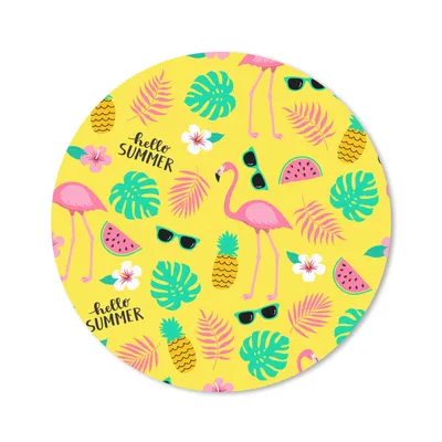Produktbild von MuchoWow® Mauspad Mousepad Sommer - Flamingo - Gelb 40x40 cm - Mousepads - Maus Mat - Pad - Mausunterlage - Schreibtisch Accessoires