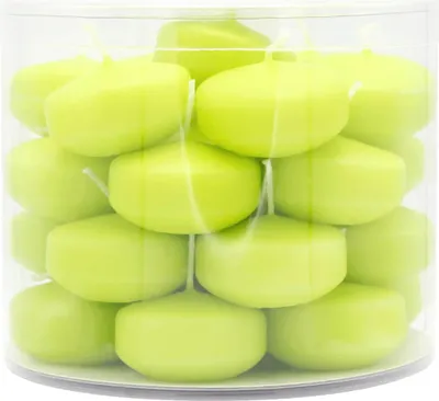 Produktbild von Schwimmkerzen klein, Limone, 50/30 mm, WENZEL, Brenndauer ca. 4h, Box mit 28 Stück