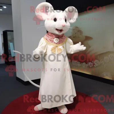 Produktbild von Cremefarbenes REDBROKOLY Maus-Maskottchenkostüm mit A-Linien-Kleid und Schalkragen