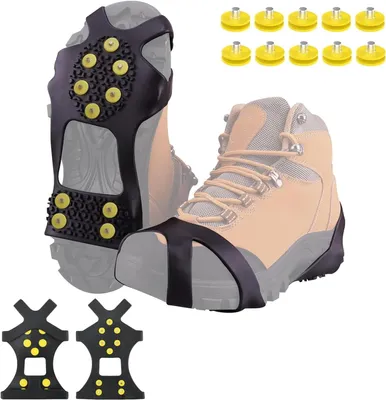 Imagen del producto de Clavos para zapatos, juego de 10 unidades, con 8 dientes de acero, antideslizantes, para botas de senderismo y patinaje sobre hielo