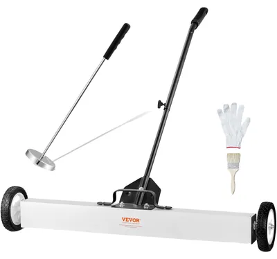 Obrázek produktu pro VEVOR 36palcový magnetický zametač s kolečky, nosnost 55 kg, s výsuvným magnetickým sběračem, nastavitelnou rukojetí, magnetický sběrač pro sběr hřebíků a šroubů,