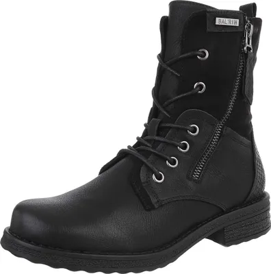Produktbild von Ital-Design Damen Stiefeletten Schnürstiefeletten Leicht gefüttert Wildlederoptik, Lederoptik Flache Stiefeletten 90169766 Schwarz Gr.  36