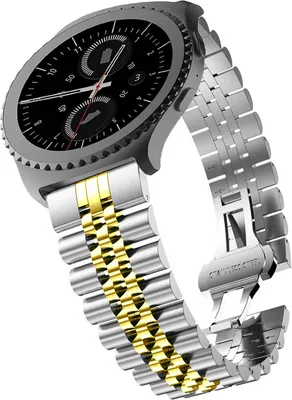 Produktbild von Strap-it Stahlarmband Jubilee - Kompatibel mit Samsung Galaxy Watch Armband 42mm Ersatzarmband Edelstahl - Faltschließe - Hochwertiges Material - für Smartwatch 20mm Armband Silber / Gold