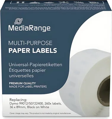 Produktbild von MediaRange Papieretiketten komp. Dymo 36x89mm 260 Stk. sw/ws