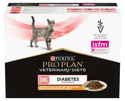 Obrázek produktu pro Purina Pro Plan Veterinary Diets DM Diabetes Management mokré krmivo pro kočky 10x85g, snížení glukózy