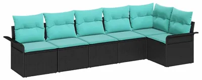 Produktbild von vidaXL Gartensofa-set mit Kissen 6 pcs Schwarz Poly-Rattan