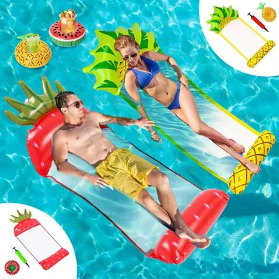 Produktbild von 2 aufblasbare Wasserliegen – 4-in-1-Spaß für das Wasser