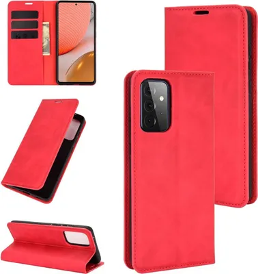 Productafbeelding van König Design hoesje, compatibel met Samsung Galaxy A72 5G, kunstleren telefoonhoesje - telefooncase, rood