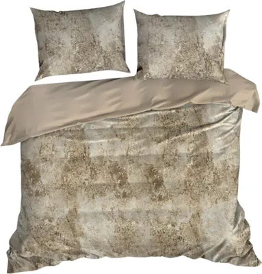 Produktbild von EUROFIRANY | Bettgarnitur - 100% Baumwolle - 160 x 200 cm - Bettwäsche - beige braun - Bettbezug Set - Marmormuster