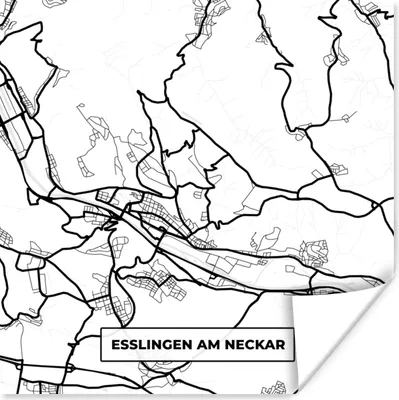Produktbild von MuchoWow® Poster Esslingen am Neckar - Karte - Stadtplan 50x50 cm - Wohnzimmerdekoration