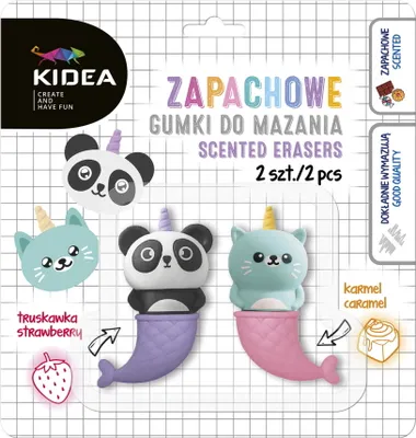 Immagine prodotto di Gomme profumate 2 pezzi Gattino e Panda Kidea blister